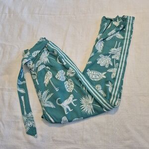 Mini Boden girls size 11 years teal & white 100% viscose pull on pants VGUC